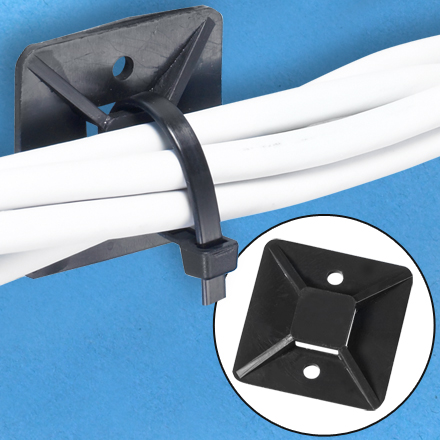 1 <span class='fraction'>1/2</span> x 1 <span class='fraction'>1/2</span>" Black Cable Tie Mounts